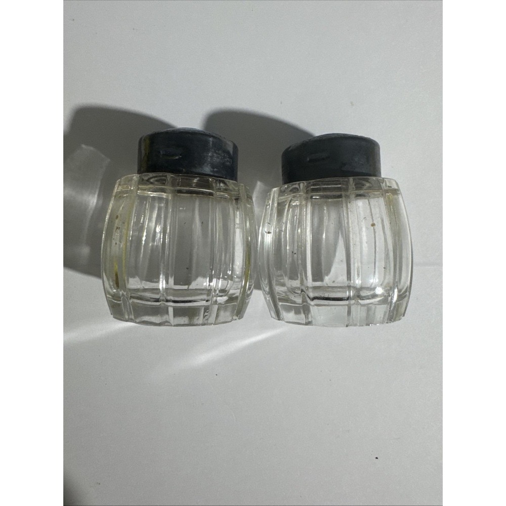Vintage MEKA Denmark Sterling Silver Enamel Crystal Salt & Pepper Shakers